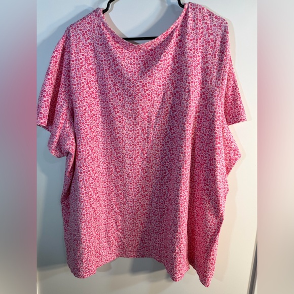 Basic Editions Pink Floral Patterned Short Sleeve Top Shirt size 3X - Picture 5 of 6